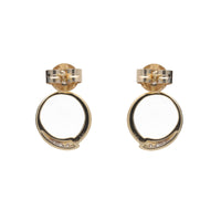 Diamond Open Circle 9ct Yellow Gold Drop Earrings