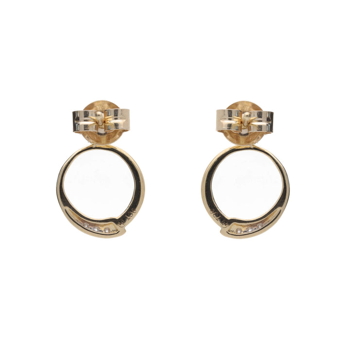 Diamond Open Circle 9ct Yellow Gold Drop Earrings - Michael Jones Jeweller