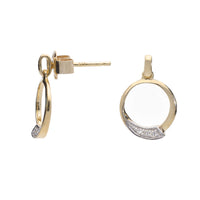 Diamond Open Circle 9ct Yellow Gold Drop Earrings