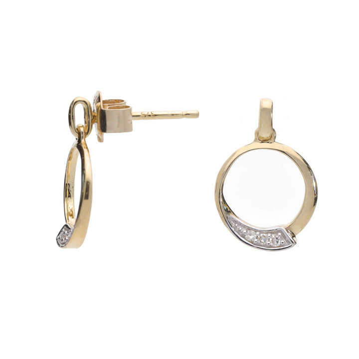 Diamond Open Circle 9ct Yellow Gold Drop Earrings - Michael Jones Jeweller