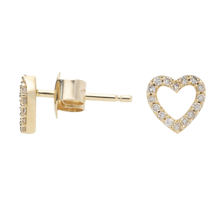 Open Heart Diamond 9ct Yellow Gold Stud Earrings - Michael Jones Jeweller
