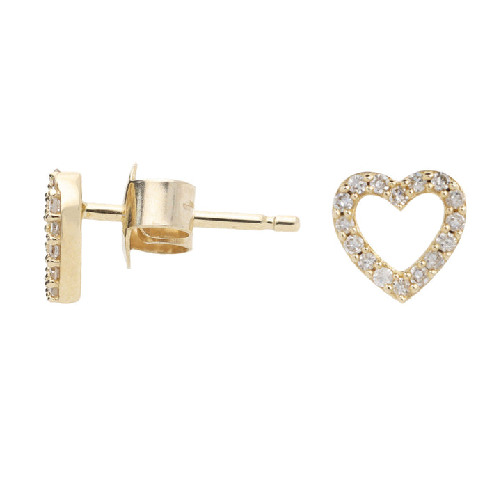 Open Heart Diamond 9ct Yellow Gold Stud Earrings