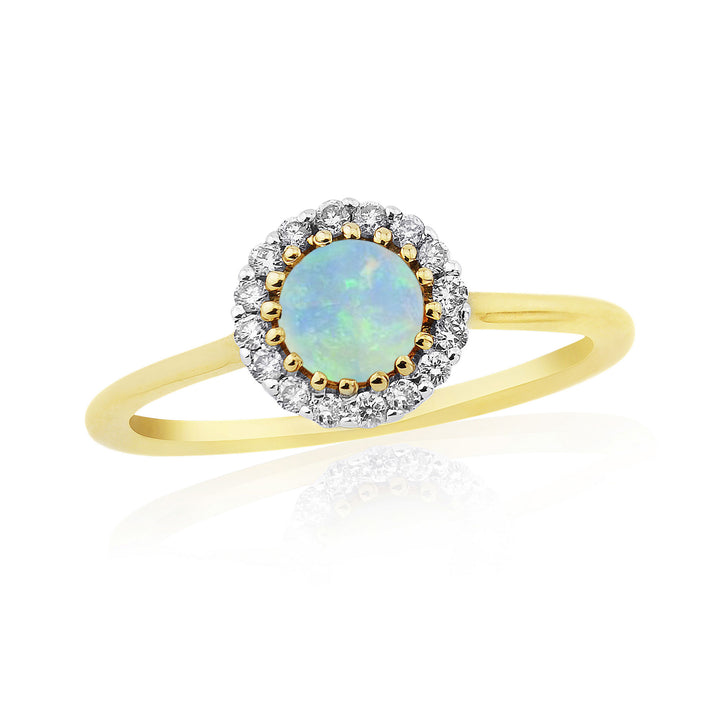 Opal and Diamond 9ct Yellow Gold Ring