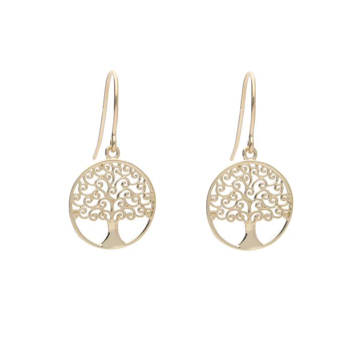 Tree of Life 9ct Yellow Gold Drop Earrings - Michael Jones Jeweller
