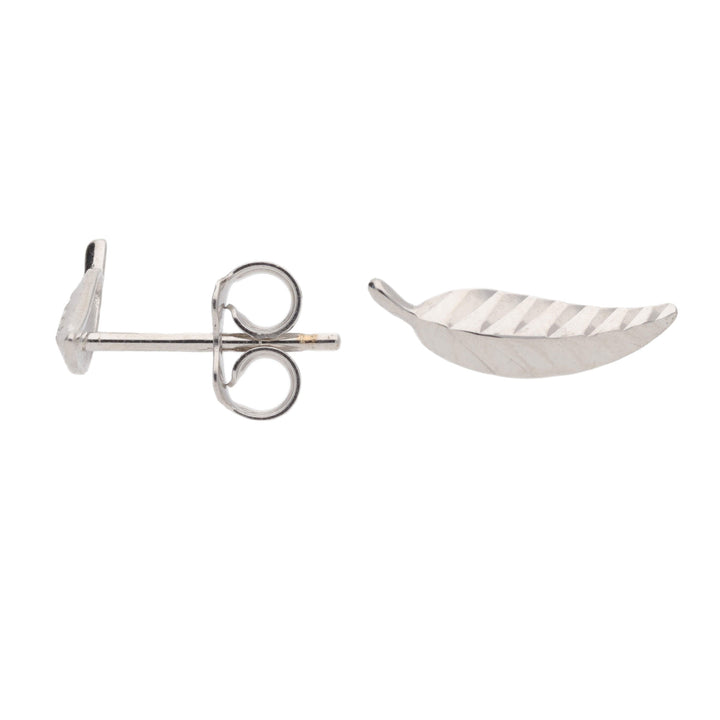 Feather 9ct White Gold Stud Earrings - Michael Jones Jeweller