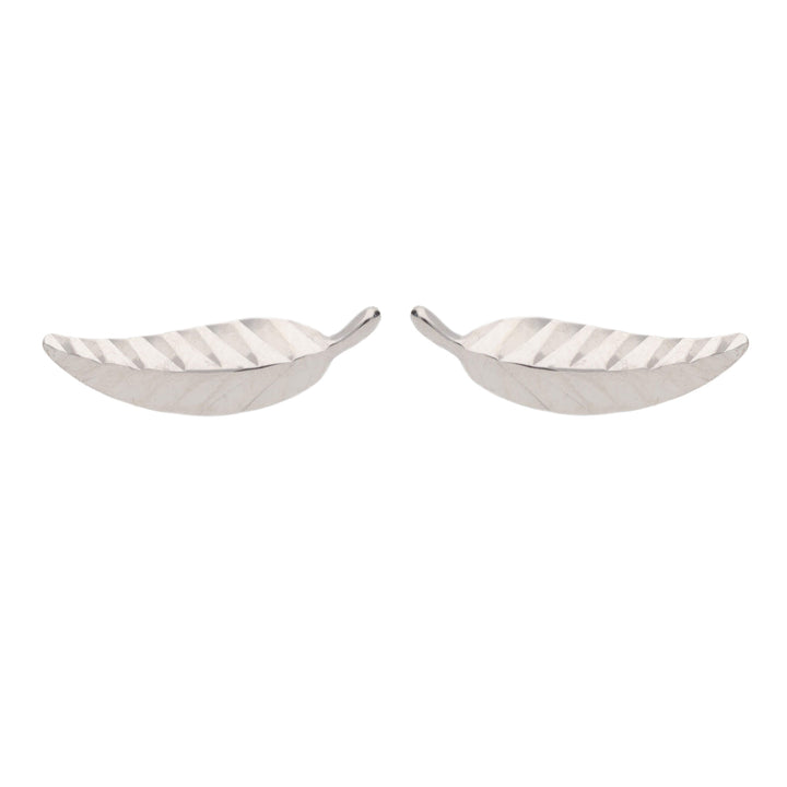 Feather 9ct White Gold Stud Earrings - Michael Jones Jeweller
