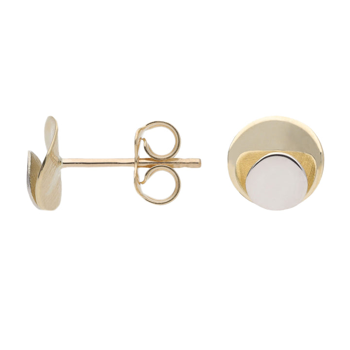 Two-Tone 9ct Yellow and White Gold Stud Earrings - Michael Jones Jeweller