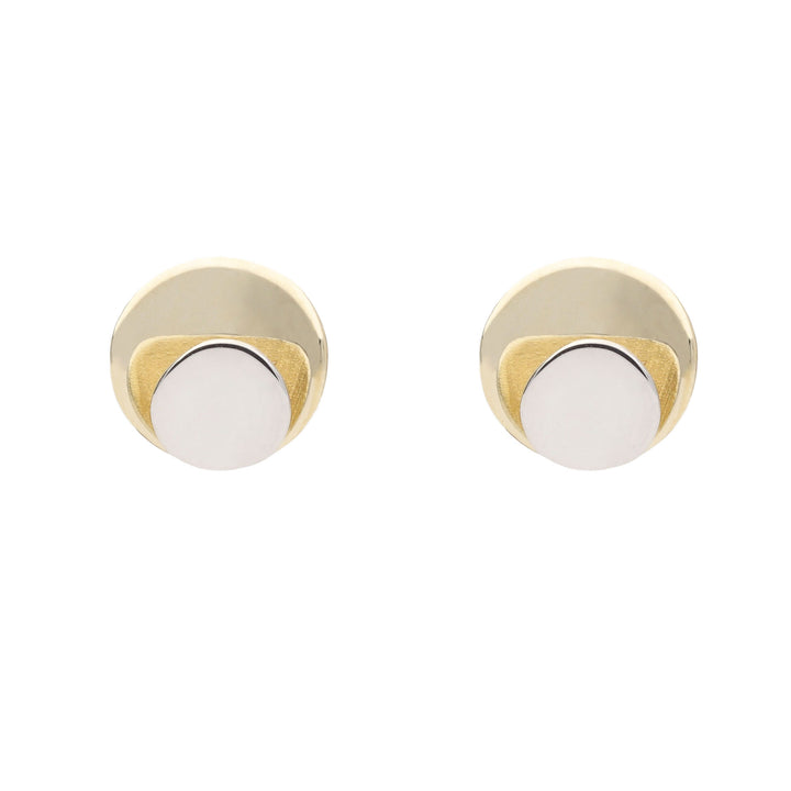Two-Tone 9ct Yellow and White Gold Stud Earrings - Michael Jones Jeweller