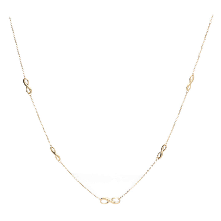 Infinity Station Link 9ct Yellow Gold Necklace