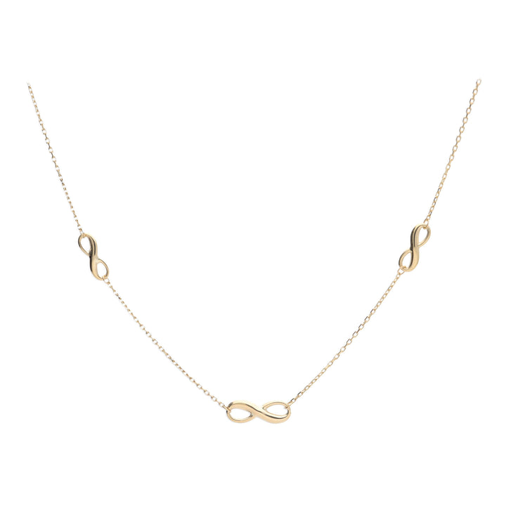 Infinity Station Link 9ct Yellow Gold Necklace