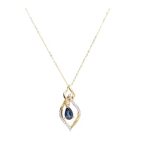 Sapphire and Diamond Open Marquise 9ct Yellow Gold Pendant - Michael Jones Jeweller