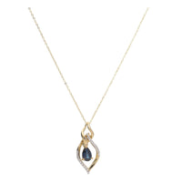 Sapphire and Diamond Open Marquise 9ct Yellow Gold Pendant - Michael Jones Jeweller