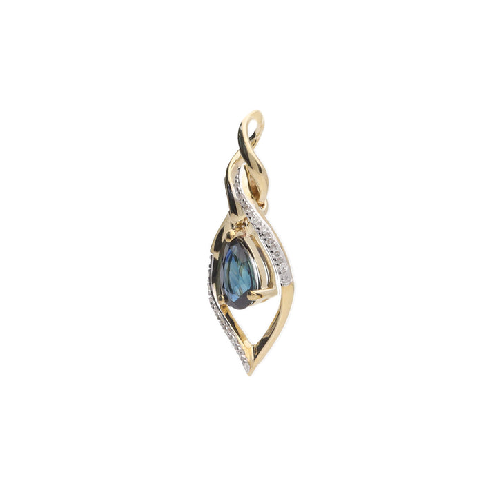 Sapphire and Diamond Open Marquise 9ct Yellow Gold Pendant - Michael Jones Jeweller