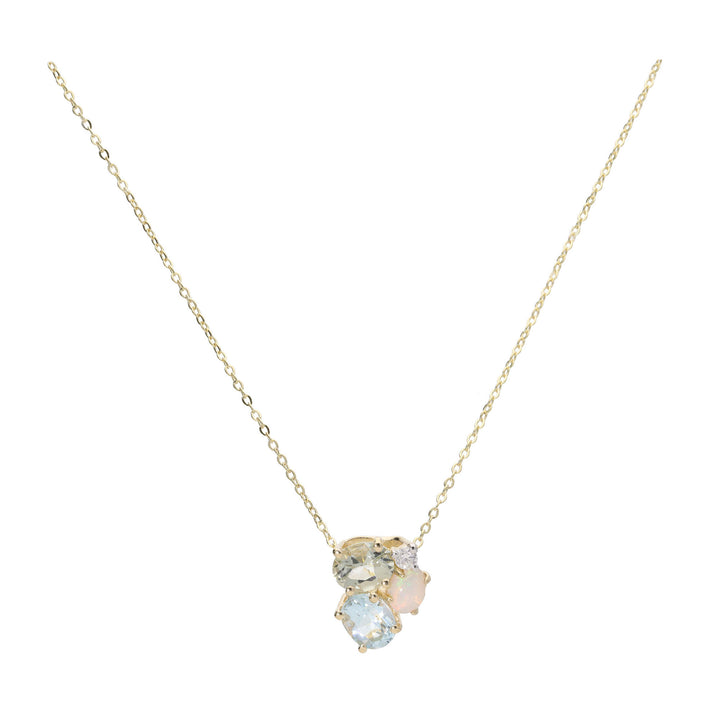Diamond and Multistone Cluster 9ct Yellow Gold Pendant - Michael Jones Jeweller