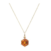 Citrine Hexagonal 9ct Yellow Gold Pendant - Michael Jones Jeweller