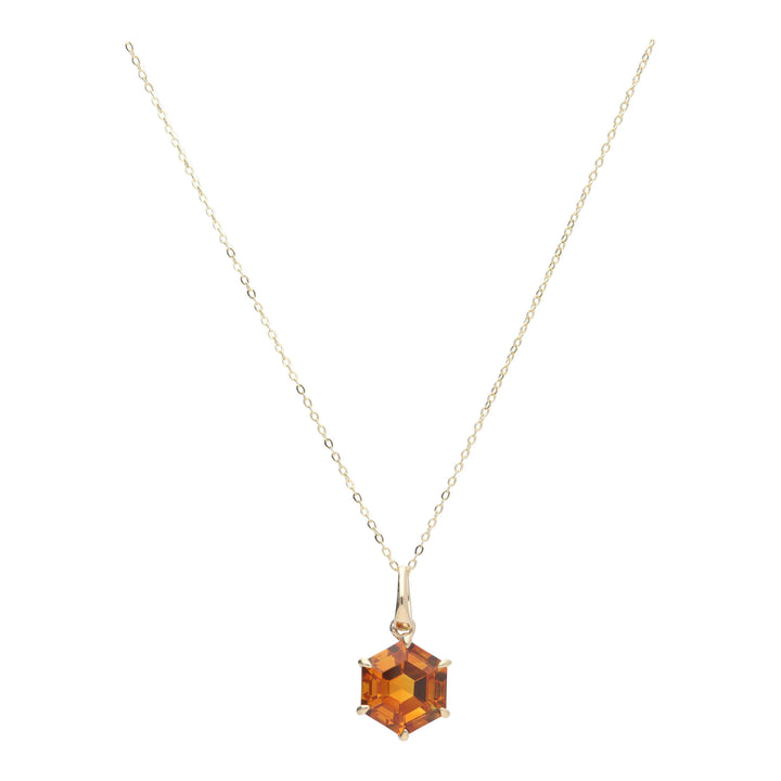 Citrine Hexagonal 9ct Yellow Gold Pendant