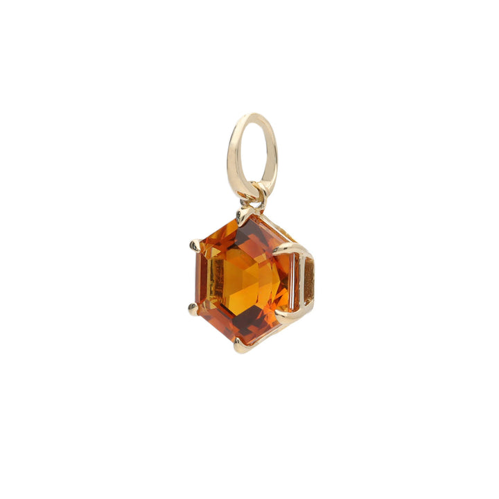Citrine Hexagonal 9ct Yellow Gold Pendant - Michael Jones Jeweller