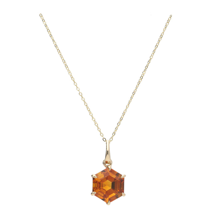 Citrine Hexagonal 9ct Yellow Gold Pendant - Michael Jones Jeweller