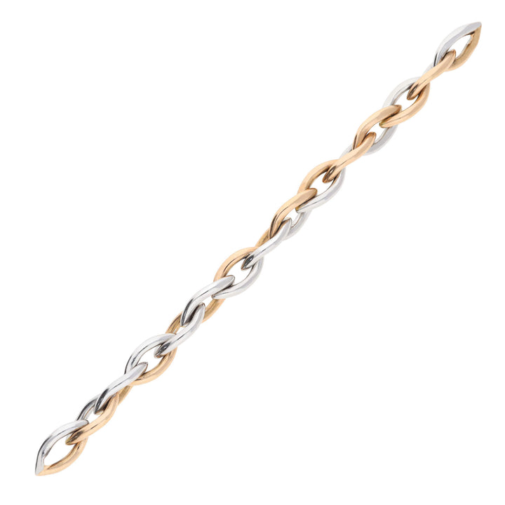 Clioro Open Marquise Link 18ct White and Rose Gold Bracelet. 19cm