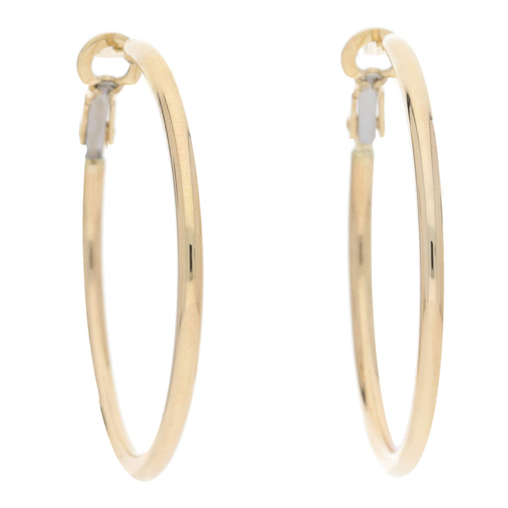 Plain 35mm 18ct Yellow Gold Hoop Earrings - Michael Jones Jeweller