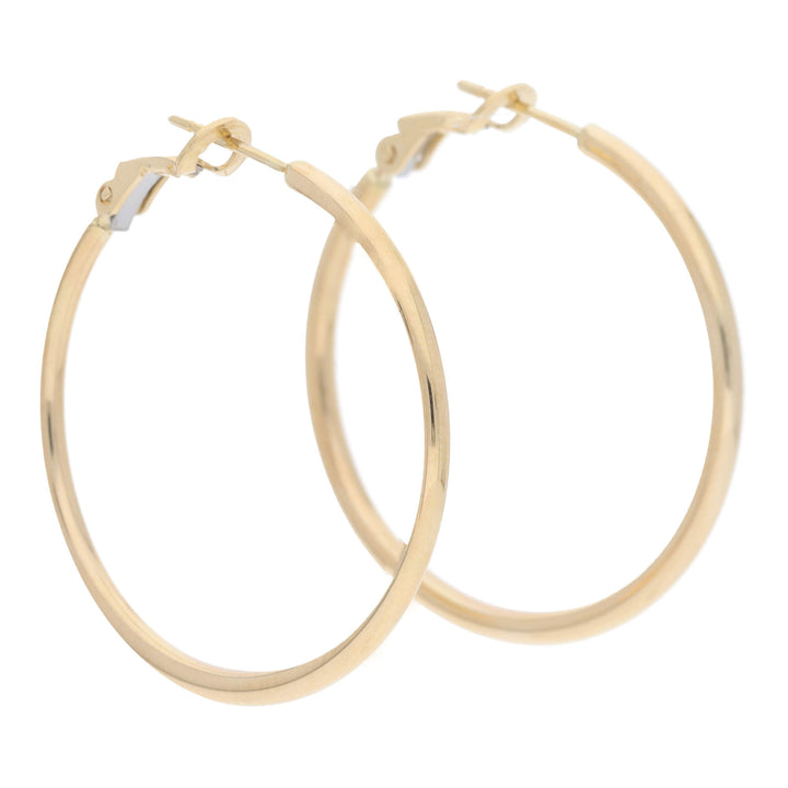 Plain 35mm 18ct Yellow Gold Hoop Earrings - Michael Jones Jeweller