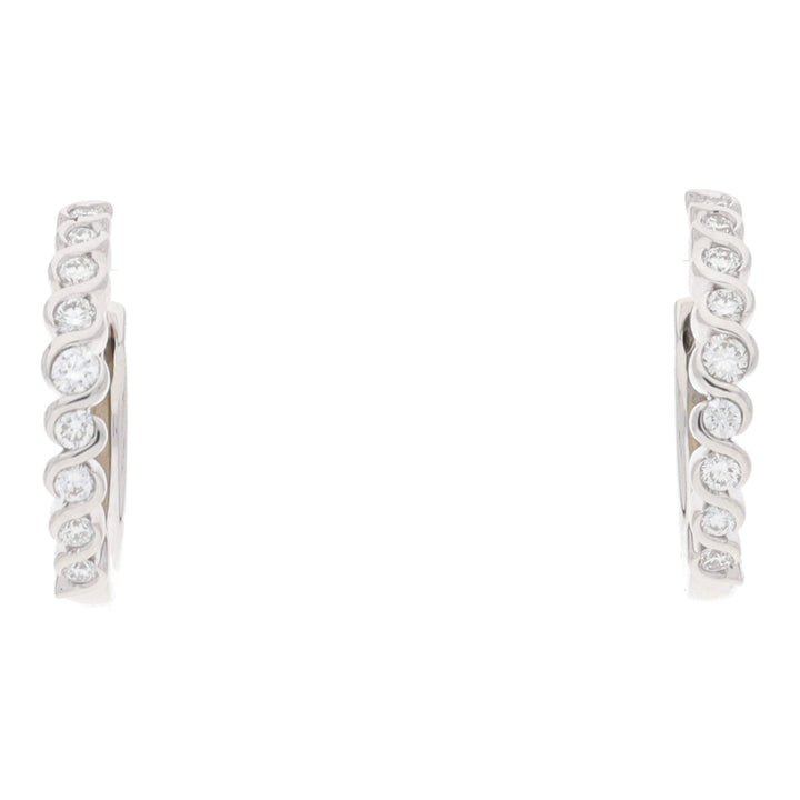 Diamond 0.24ct 18ct White Gold 14mm Hoop Earrings - Michael Jones Jeweller