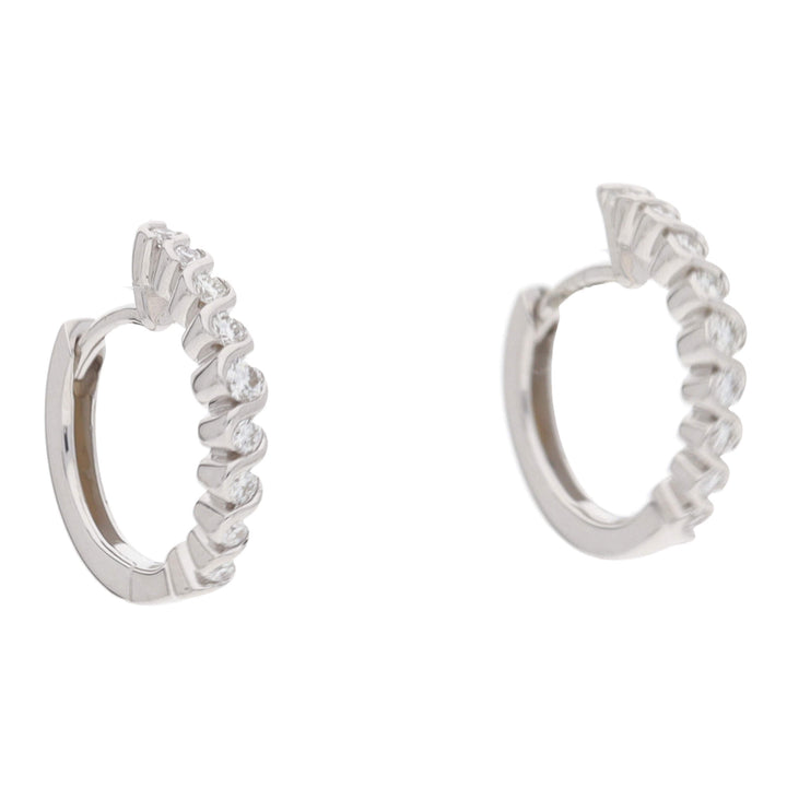 Diamond 0.24ct 18ct White Gold 14mm Hoop Earrings - Michael Jones Jeweller