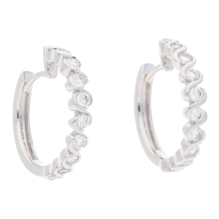 Diamond 0.62ct 18ct White Gold 18mm Hoop Earrings - Michael Jones Jeweller