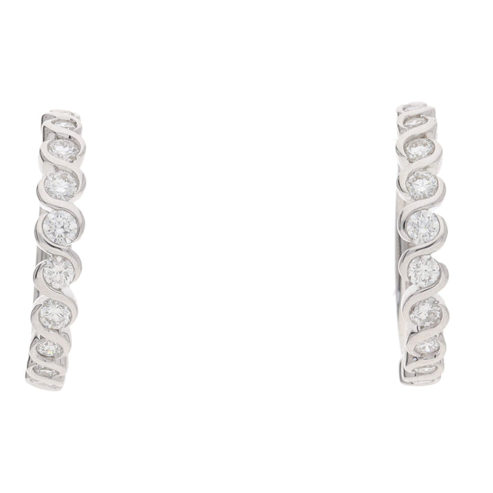 Diamond 0.62ct 18ct White Gold 18mm Hoop Earrings - Michael Jones Jeweller