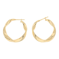 Twisted Polished 18ct Yellow Gold Hoop Earrings - Michael Jones Jeweller