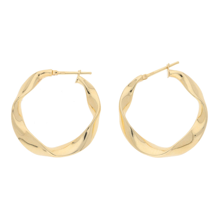 Twisted Polished 18ct Yellow Gold Hoop Earrings - Michael Jones Jeweller