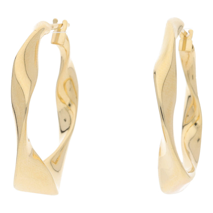 Twisted Polished 18ct Yellow Gold Hoop Earrings - Michael Jones Jeweller