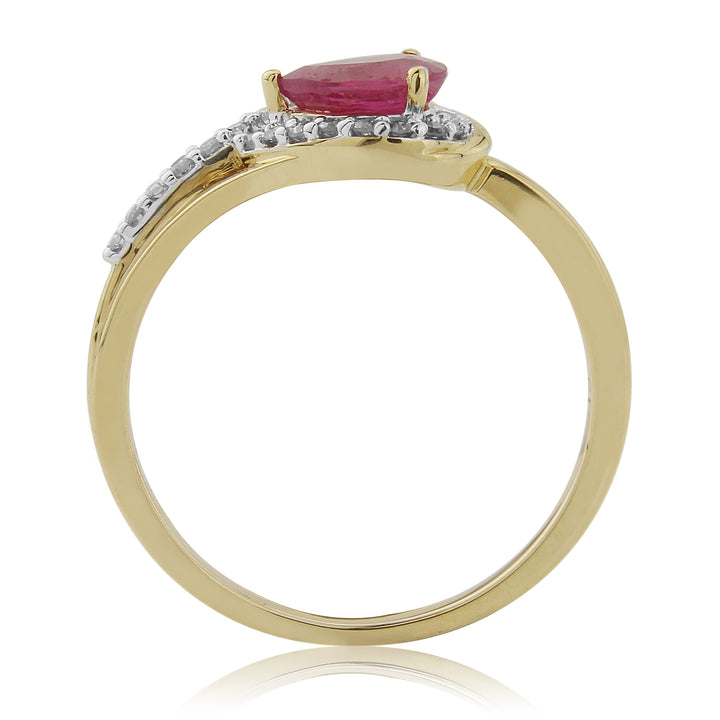 Pear Shaped Ruby and Diamond 9ct Yellow Gold Cluster Ring - Michael Jones Jeweller