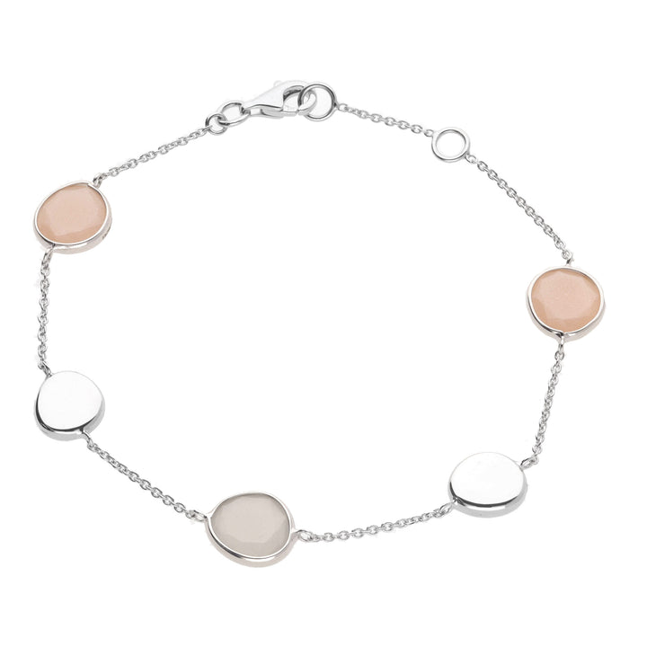 Peach and Grey 9ct White Gold Pebble Bracelet