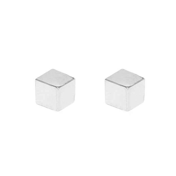 Minimalist 9ct White Gold Cube Stud Earrings - Michael Jones Jeweller