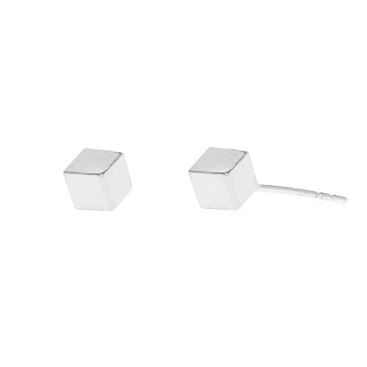 Minimalist 9ct White Gold Cube Stud Earrings - Michael Jones Jeweller