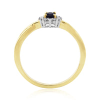 Sapphire and Diamond 9ct Yellow Gold Cluster Ring - Michael Jones Jeweller
