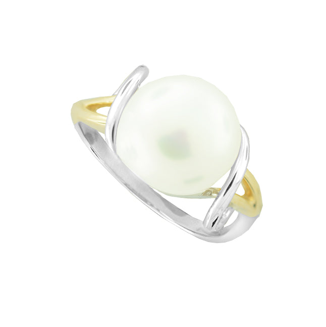 Amore Freshwater Pearl 9ct Yellow and White Gold Ring