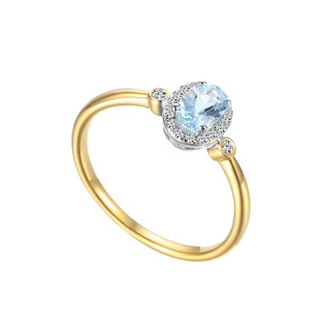Amore Aquamarine and Diamond 9ct Yellow Cluster Ring