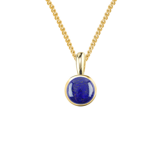 Amore Lapis Round Cabochon 9ct Yellow Gold Pendant - Michael Jones Jeweller