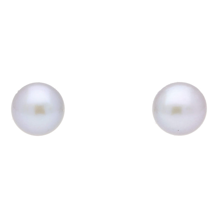 Grey Freshwater 8mm Pearl 9ct Yellow Gold Earrings - Michael Jones Jeweller