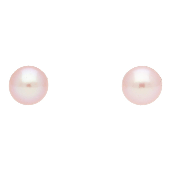 Pink Freshwater 7mm Pearl 9ct Yellow Gold Earrings