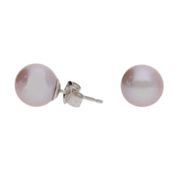 Pink Freshwater Pearl 9ct White Gold Stud Earrings 7mm - Michael Jones Jeweller