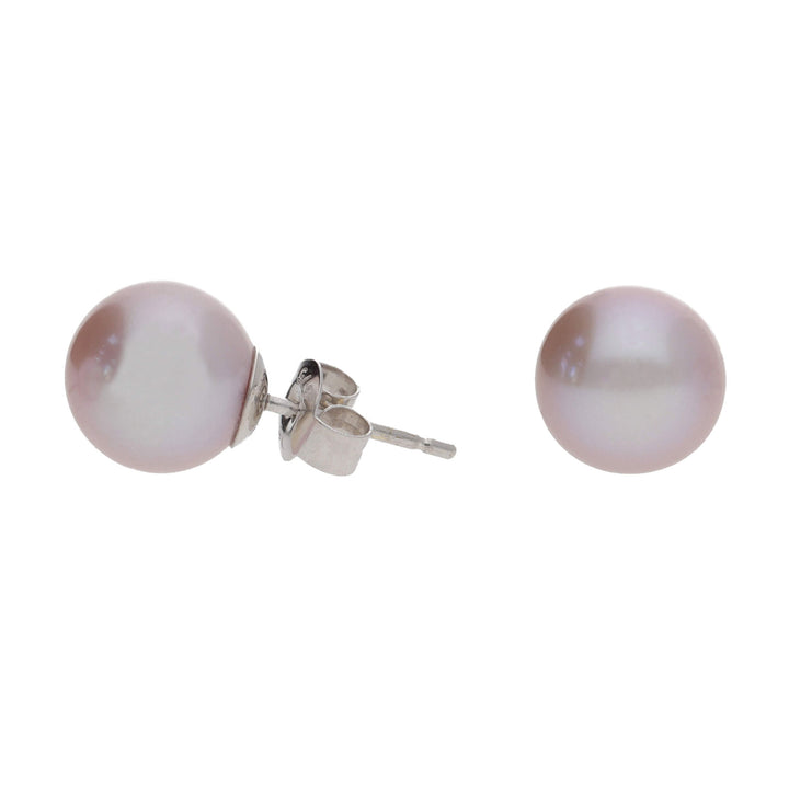 Pink Freshwater Pearl 9ct White Gold Stud Earrings 7mm - Michael Jones Jeweller