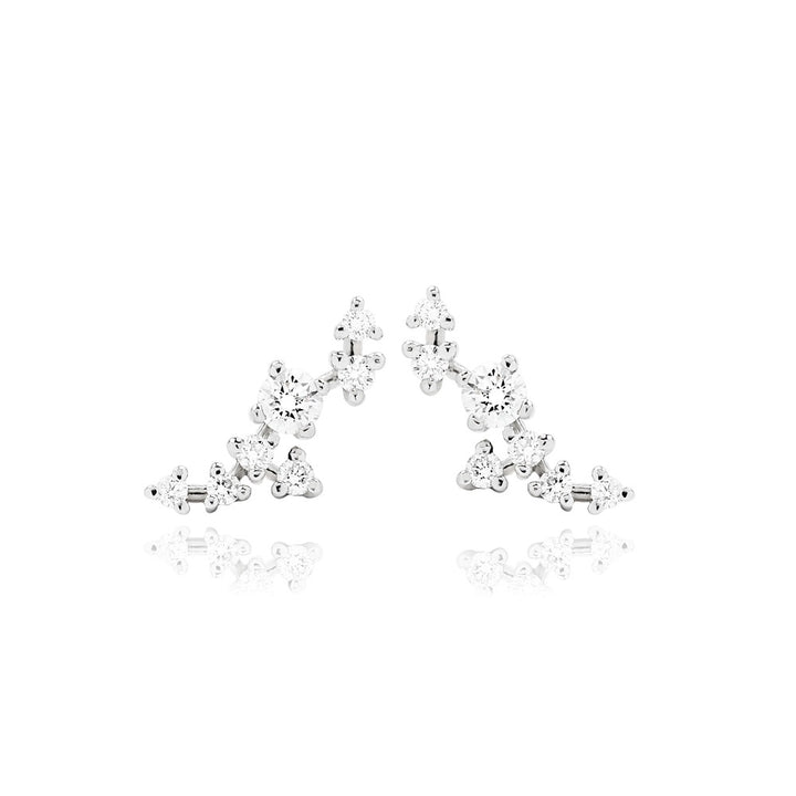 Blossom Diamond Climber Stud Earrings