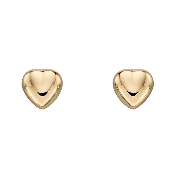 Heart Shape 9ct Yellow Gold Stud Earrings - Michael Jones Jeweller
