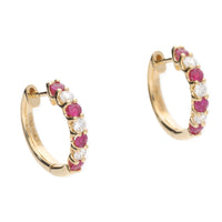Ruby and Diamond 18ct Yellow Gold Hoop Earrings - Michael Jones Jeweller