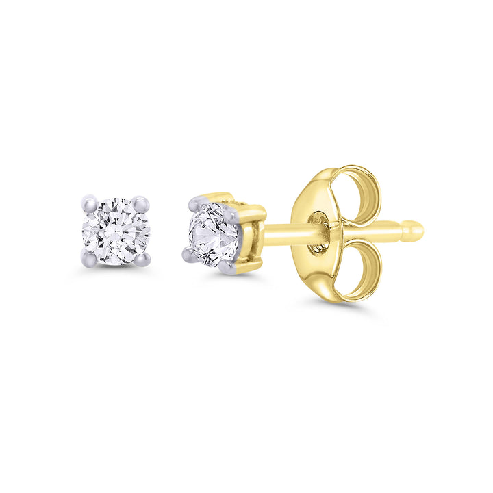 Diamond 0.15ct Claw Set 9ct Yellow Gold Stud Earrings - Michael Jones Jeweller