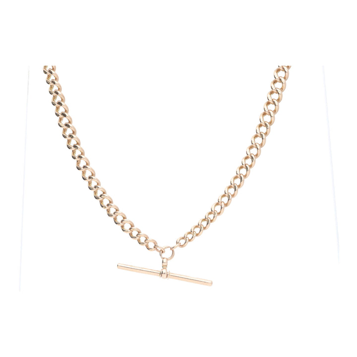 Pre-Owned Curb 9ct Yellow Gold Albert Chain