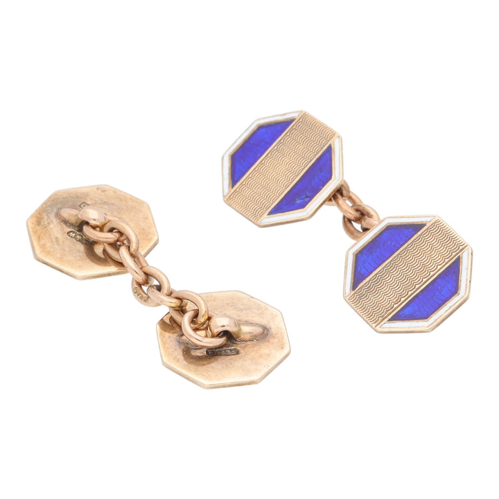Pre-Owned Enamel 9ct Yellow Gold Cufflinks